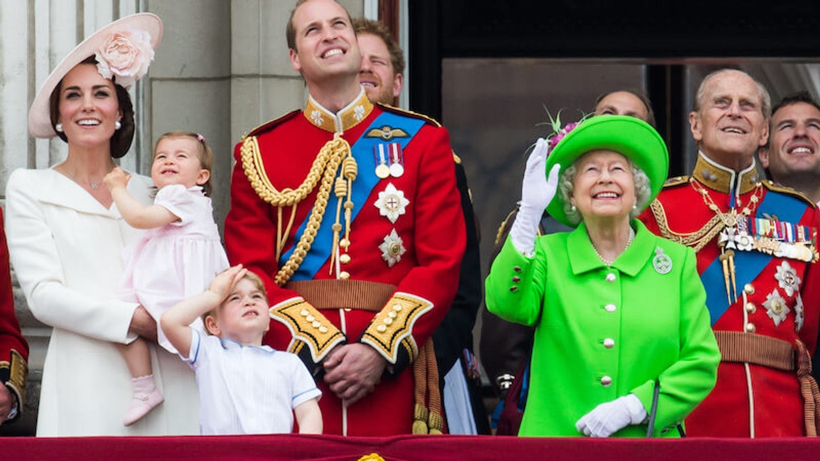 Royal Family on the balcony at Buckingham Palace